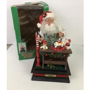 Santa Musical Scene Holiday Creations 1993 Toy Shop Workshop With Light 12”